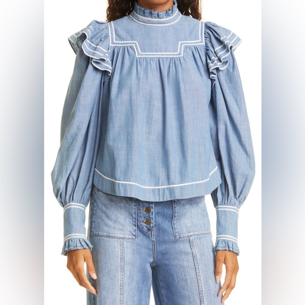 Ulla Johnson Mock Neck Long Sleeve Crop Top 248/046 - Picture 2 of 10